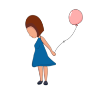pequeno menina flutuando íon Rosa balão rua arte desenho animado png