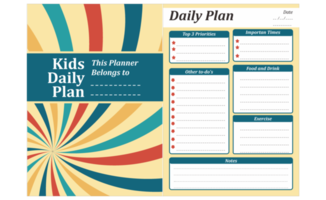 Kids Daily Plan Design With Retro Theme png