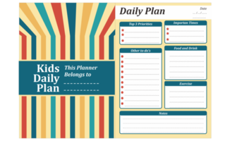 Kids Daily Plan With Stripe Retro Theme Design png