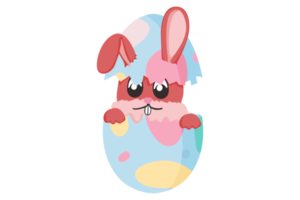 Pasen konijn - een schattig konijn binnen een gebarsten ei met een mooi patroon png