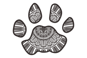 Dog and Cat Paw Mandala Ornament Design png