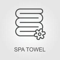 Towel stack linear icon. Clean bedding sheets. Home wipes. Textile products, household cloths. Thin line customizable illustration. Contour symbol. Vector isolated outline drawing. Editable stroke