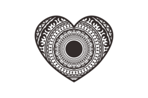 Valentine- Black Love Mandala Ornament Art Design png