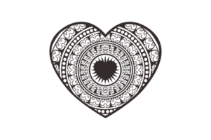 Valentine Day - Black Mandala Love Ornament Art Design png