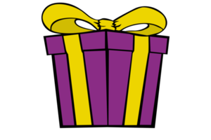 Christmas Item - Purple Gift Box With Yellow Ribbon png