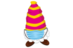 Strip Yellow And Pink Gnome Wearing Medical Mask png