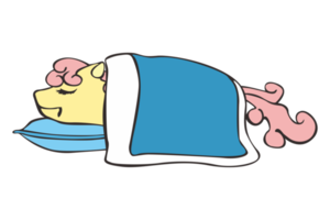 Cute Little Pony Horse Cartoon Character Sleeping png