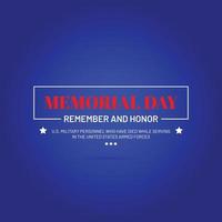 Memorial day background, remember and honor vector