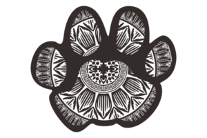 Dog and Cat Paw Mandala Ornament Design png