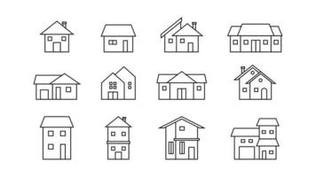 Modern Thin Line House Icon of Building and Home Design vector