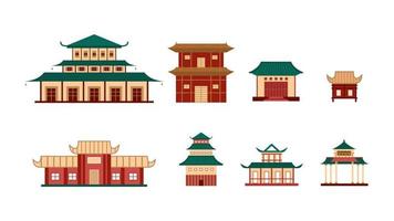 Chinese House Building Set in Colorful vector