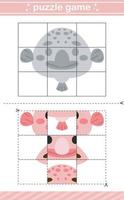 puzzle of cute animal jigsaw game for kids education worksheet game vector