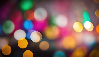 Multi-colored bright confetti on a backdrop with bokeh effect. Abstract glamour texture for holiday party. . photo