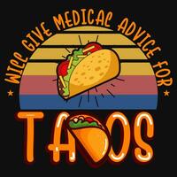 tacos añadas camiseta diseño vector