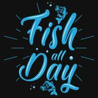 Fishing typographic graphics tshirt design vector