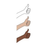 Hand gesture with finger up. One line art. Pose and gesturing. Hand drawn vector illustration.