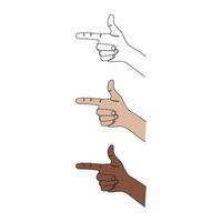 Hand gesture with pointing finger. One line art drawing. Hand drawn vector illustration.