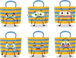 Beach bag cartoon character with sad expression vector