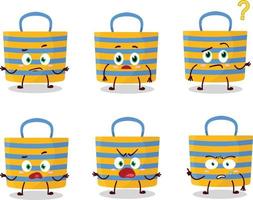 Cartoon character of beach bag with what expression vector