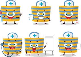 Doctor profession emoticon with beach bag cartoon character vector