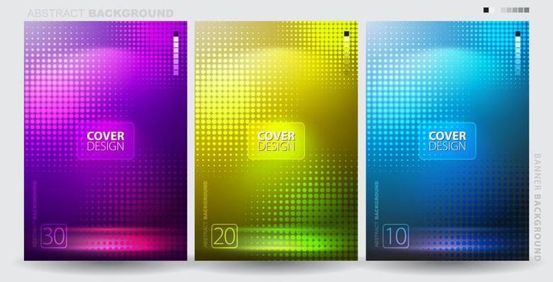 Minimal covers design. Colorful halftone gradients. Future geometric patterns