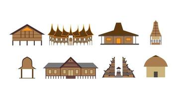 indonesia House Building Set in Colorful vector