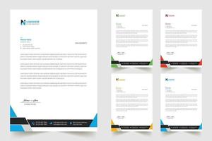 Multipurpose corporate businesses template with a4 size. a stationery item with modern letterhead. green, blue, red, and yellow with four color variations vector