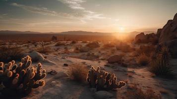 puesta de sol en Joshua árbol nacional parque, California, unido estados foto