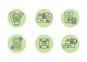 Finance. Vector illustration set of icons of settlement operations, accounting