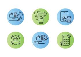 Finance. Vector illustration set of icons of settlement operations, accounting