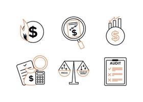 Finance. Vector illustration set of inflation icons, audit