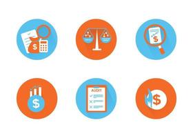 Finance. Vector illustration set of inflation icons, audit