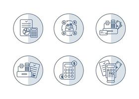 Finance. Vector illustration set of icons of settlement operations, accounting