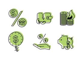 Finance. Vector illustration set of icons bankruptcy, credit.