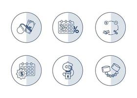 Finance. Vector illustration set of debt icons, debt restructuring