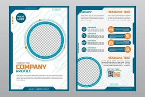 Flat Futuristic Tecnology Company Profile Template vector