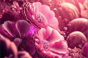 Abstract pink floral background with beautiful flowers. Abstract wedding backdrop. photo