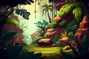 Jungle background forest nature scene futuristic photo