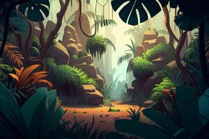 Jungle background forest nature scene futuristic photo