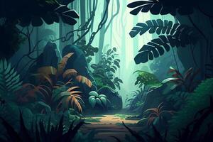 Jungle background forest nature scene futuristic photo
