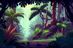 Jungle background forest nature scene futuristic photo