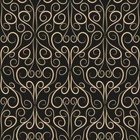 Seamless pattern, golden linear pattern, monogram on a dark background. Design for banner, leaflet, print, poster, wallpaper, fabric. Abstract geometry. vector
