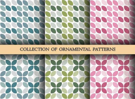 A set of seamless minimalistic geometric patterns. Design for banner, leaflet, print, poster, wallpaper, fabric. Abstract geometry.