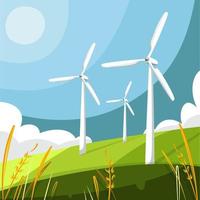 Wind energy. Save planet. Flat design ecology concept with natural elements. Global Wind Day. Mother earth day. vector