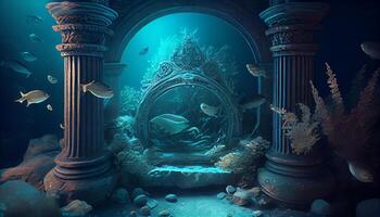 submarino Oceano mar imaginario fantasía mundo ai generado digital ilustración foto