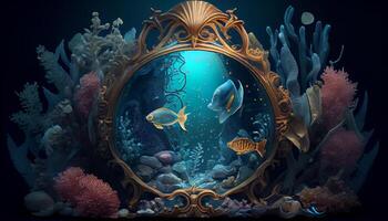 Underwater Ocean Sea Imaginary Fantasy World Digital Illustration photo