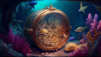 Underwater Ocean Sea Imaginary Fantasy World Digital Illustration photo