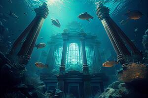 Underwater Ocean Sea Imaginary Fantasy World Digital Illustration photo