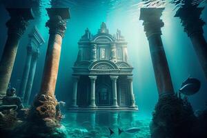 Underwater Ocean Sea Imaginary Fantasy World Digital Illustration photo