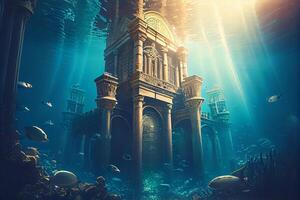 Underwater Ocean Sea Imaginary Fantasy World Digital Illustration photo